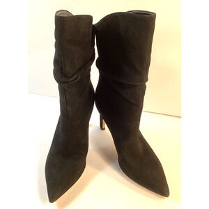 Marc Fisher Dreama Slouch Mid-Calf Stiletto Boots Black Suede Sz 7M NWOB